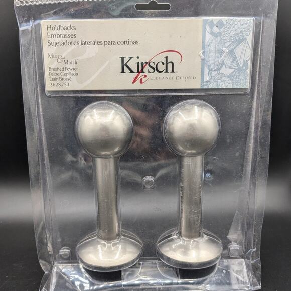 Curtain Holdbacks Drapery Tie Backs Kirsch Metal Brushed Pewter New old Stock - Picture 1 of 7